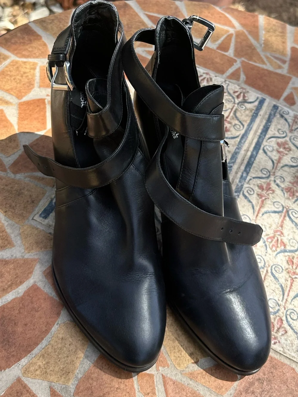 Women's Black Strap Leather Dress Shoes